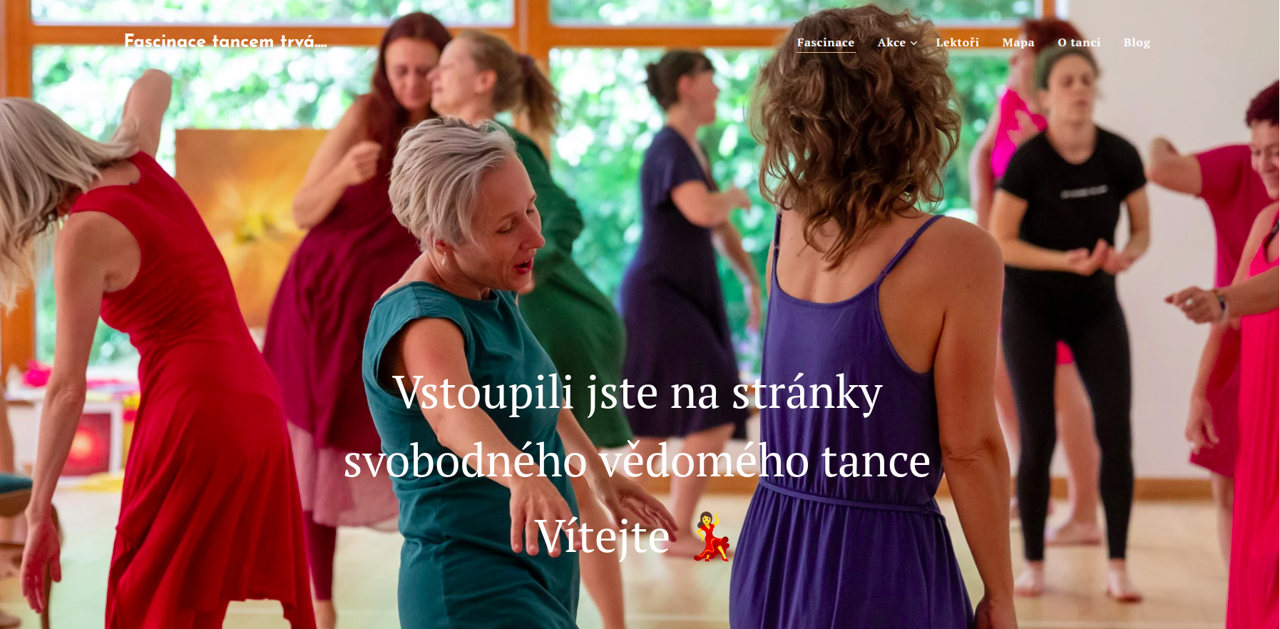 Web pro Fascinaci tancem - vizitka lektorů, kteří prošli výcvikem svobodného vědomého tance u Raduci Vojáčkové